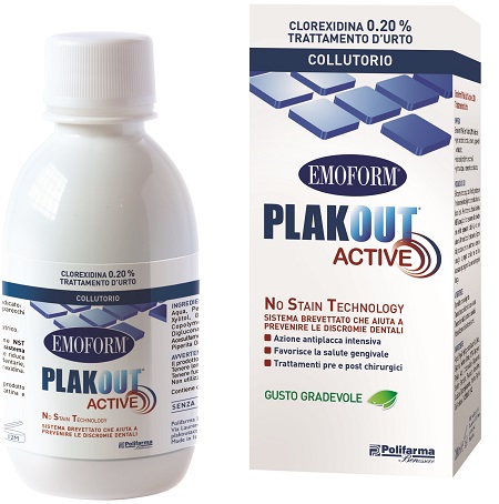 EMOFORM PLAK OUT ACTIVE CLOREXIDINA 0,20% COLLUTORIO 200 ML 1 EMOFORM PLAK OUT ACTIVE CLOREXIDINA 0,20% COLLUTORIO 200 ML